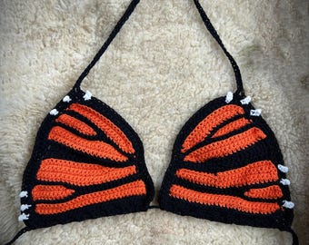 Häkelanleitung für ein Bikini-Oberteil mit Schmetterlingsmotiv (PDF) | Sommerbademode mit vollständiger Bedeckung | Mittelschwer | Größen S-XXL | Englisch/Spanisch