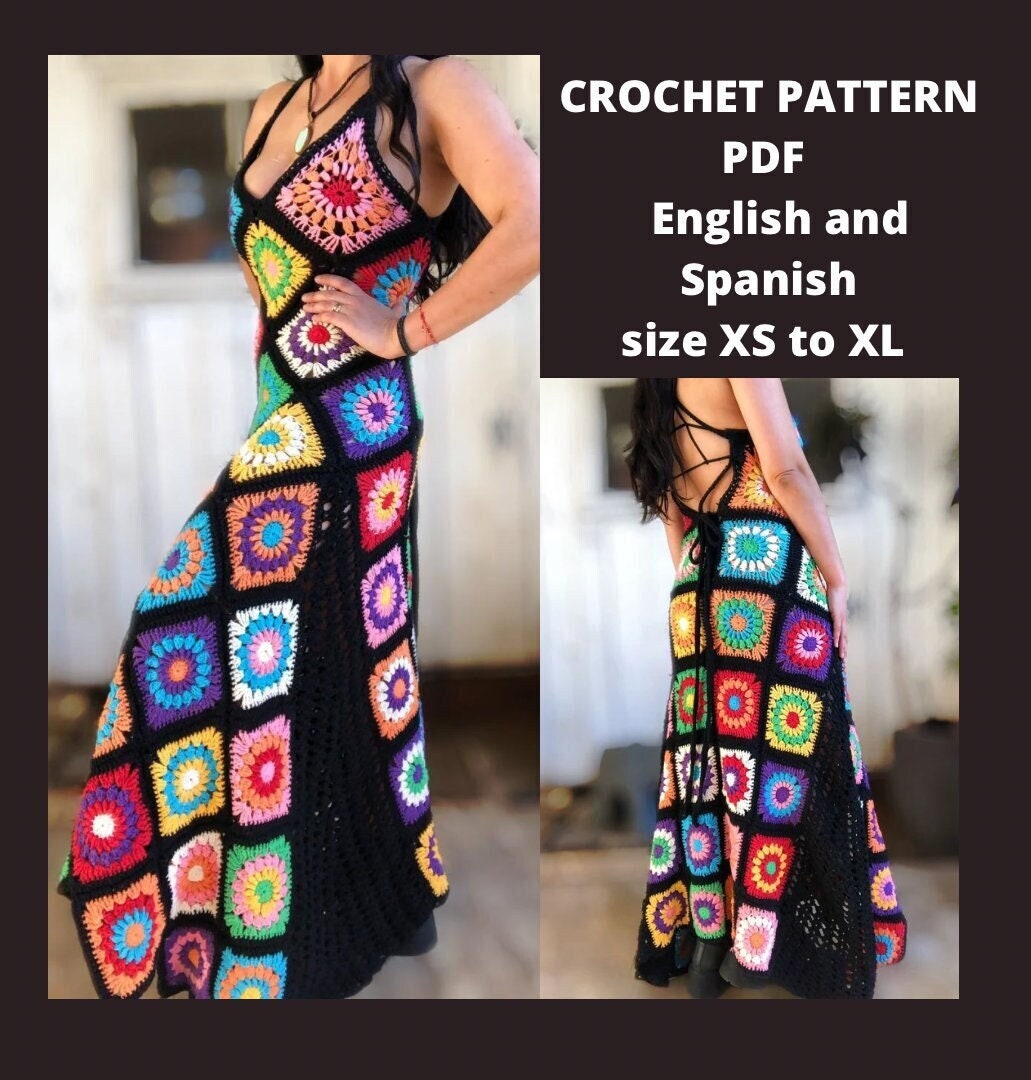 Square Granny Maxi Dress Crochet Pattern