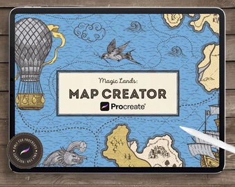 Procreate vintage Procreate, Procreate World Map Maker Brushes, Procreate Procreate, Procreate illustration Map