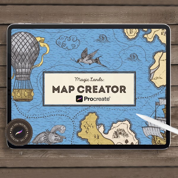 Procreate Vintage Procreate, Procreate World Map Maker Brushes, Procreate Procreate, Procreate illustration Map