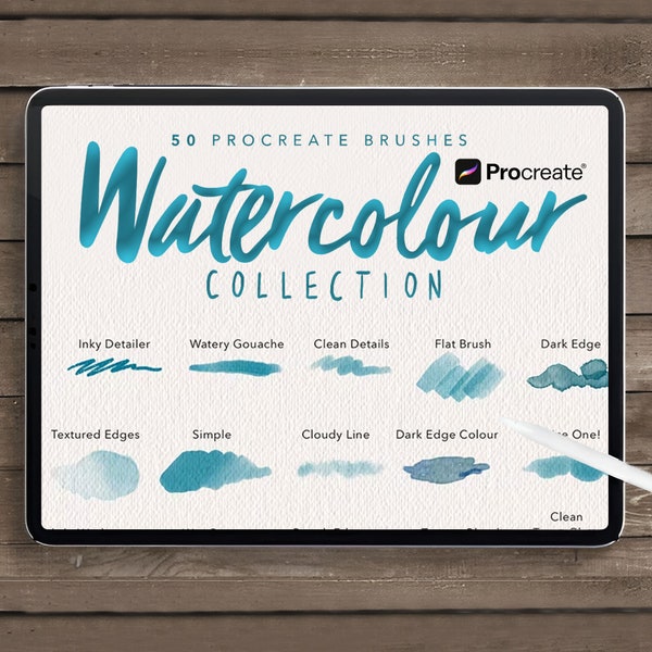 50 Procreate Watercolour Brushes, Procreate Realistic Watercolor Painting, Watercolor Paper Texture,  WatercolorProcreate Stamps