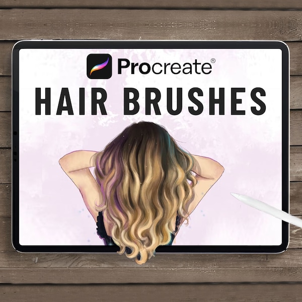 10 Procreate Hair Brushes, Hairstyle procreate, Procreate portrait brush, Procreate hairstyles stamps, Procreate wavy hair