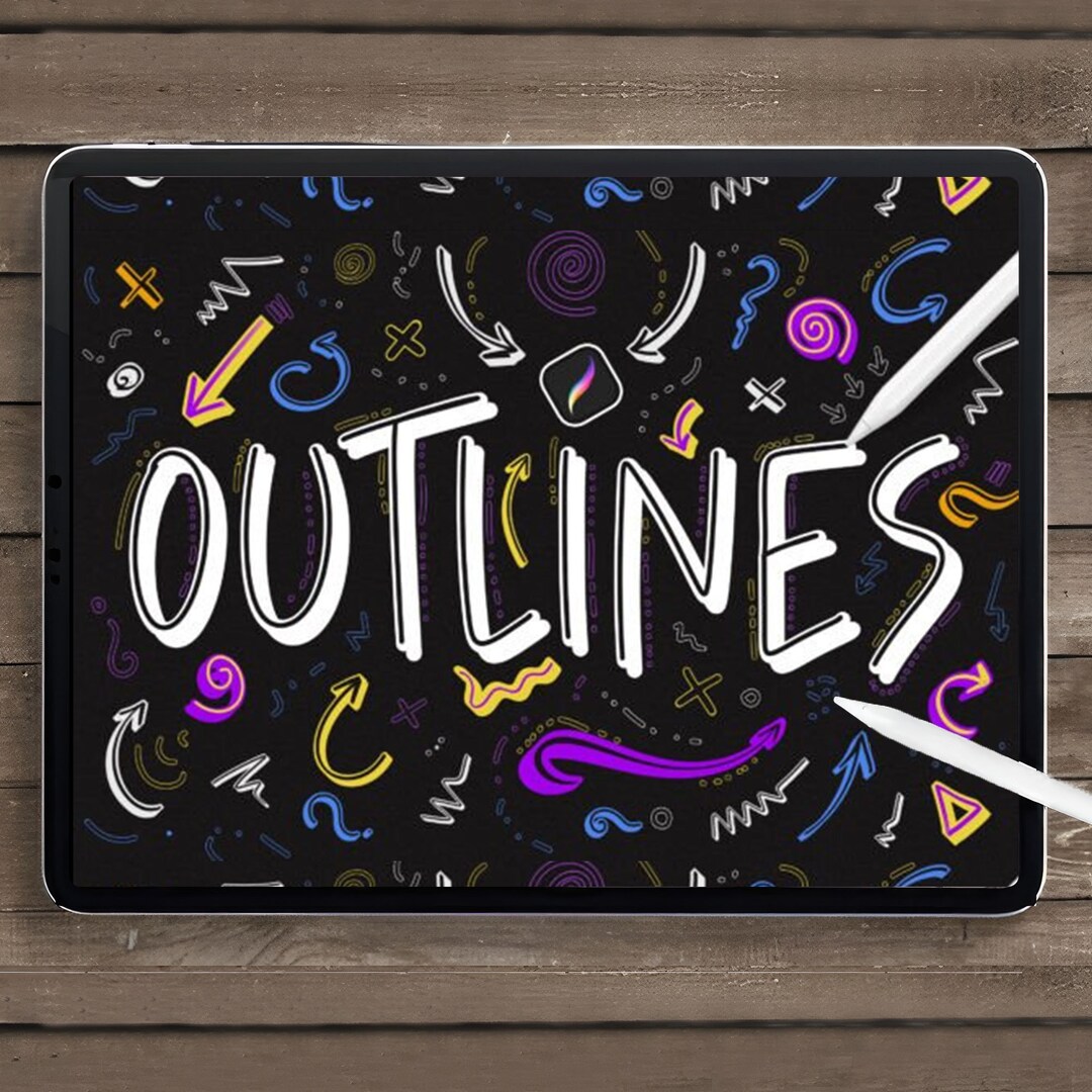 Outline Procreate Brushes, Outline Lettering Brushes for Procreate