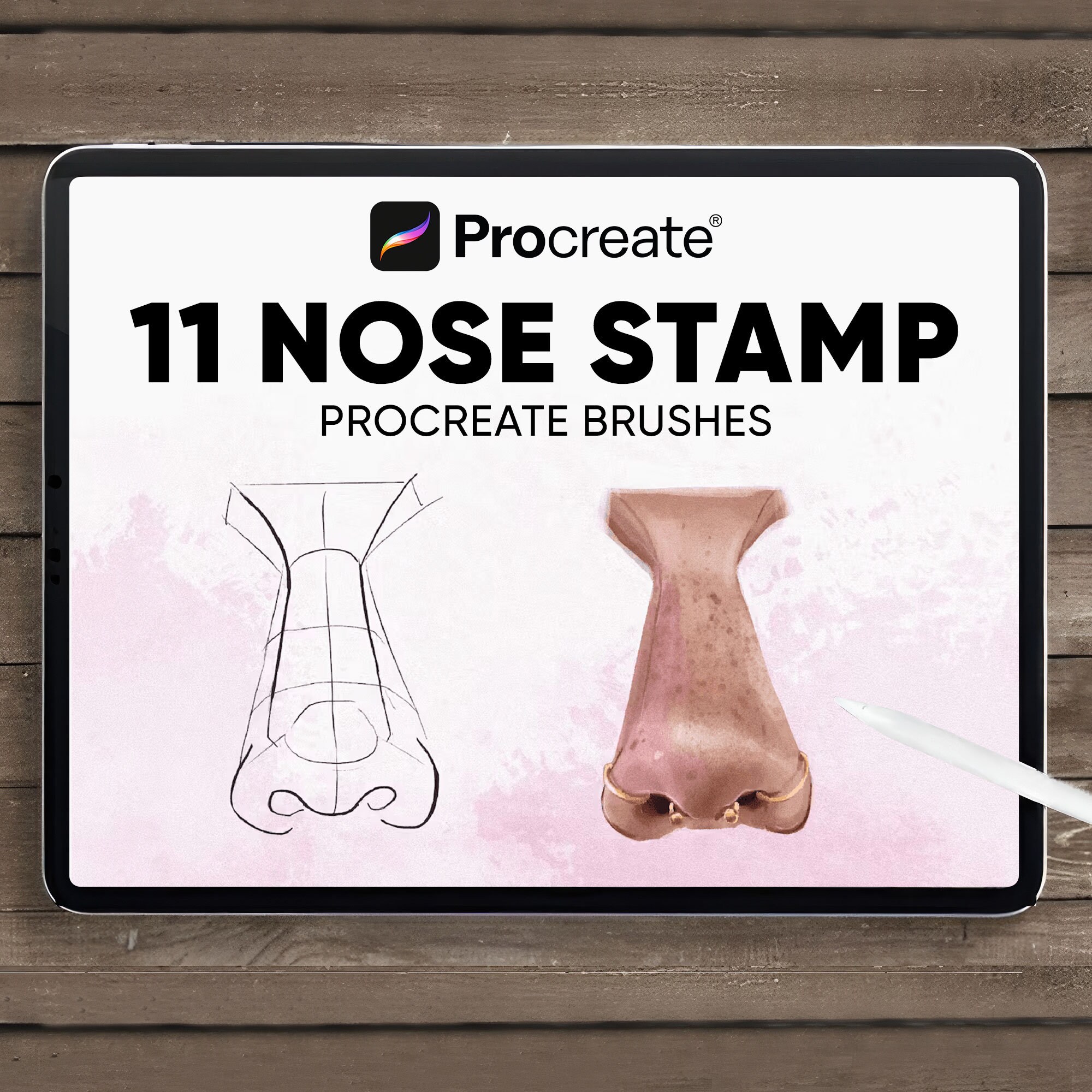 10 Nose Stamp Procreate, Nose Sketch Brushes, Nose Procreate Stamps