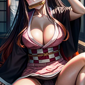 Sexy Anime, 42 Exclusive Images of Sexy Anime Nezuko, Realistic digital art Direct Download Kimetsu no Yaiba. image 5