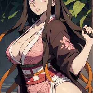 Sexy Anime, 42 Exclusive Images of Sexy Anime Nezuko, Realistic digital art Direct Download Kimetsu no Yaiba. image 2
