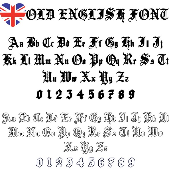 OLD ENGLISH FONT Otf, Cricut Fonts, Old English Alphabet Ttf, Cut file For Cricut, Old English Letters Otf for Cricut, Gothic Font Ttf