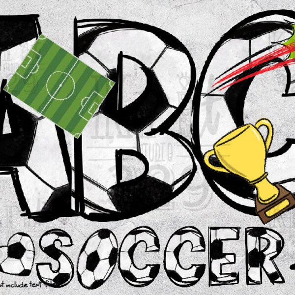 Soccer Alphabet PNG, Black and White Background Pattern, Glitter, Sports Theme Clipart Letter for Digital Design Download