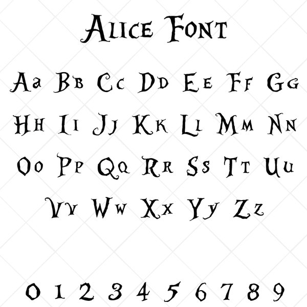 Alice Font, Wonderland Letters, Alice in Wonderland Alphabet SVG,TTF For Cricut Silhouette File, Clipart Bundle Svg Instant Download Digital