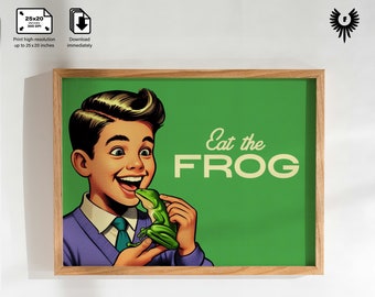 Eat the Frog Vintage Style Art