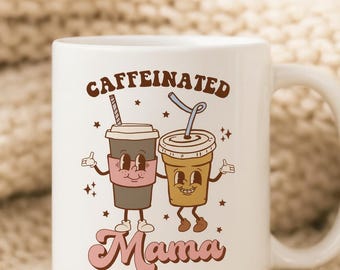 Caffeinated Mama Coffee Mug | Funny Retro Mom Gift
