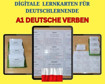 A1 German Verbs with Polish Explanations and Example Sentences - 234 Most Frequent Verbs - Printable German Flashcards