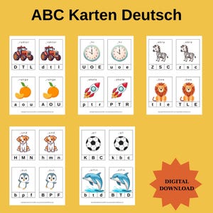 80 Flashcards for Children - Learn Letters with Pictures - German Alphabet Cards - Preschool & Elementary School