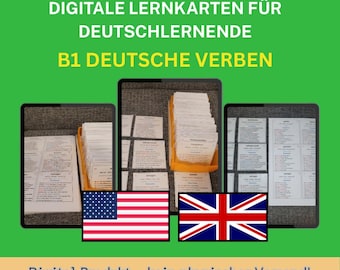 B1 German Verb Flashcards – 820 cards with examples, tenses & cases