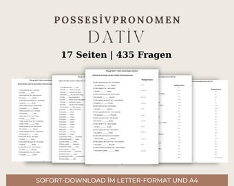 435 Dative Exercises German A2–B1 PDF with Solutions | 17 Pages of Grammar Worksheets | Learn German Verbs with Dative