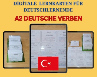 A2 Almanca Fiil Kartları - 300 Almanca Fiil Kartı - Türkçe Çeviri Ve Örnek Cümleler