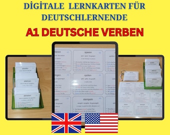 A1 German Verbs – 234 Flashcards with English Explanations & Examples – Printable PDF