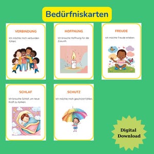 46 Bedürfniskarten für Kinder | Emotionale Entwicklung | Montessori inspiriertes Set | A7 Format | PDF Sofort-Download