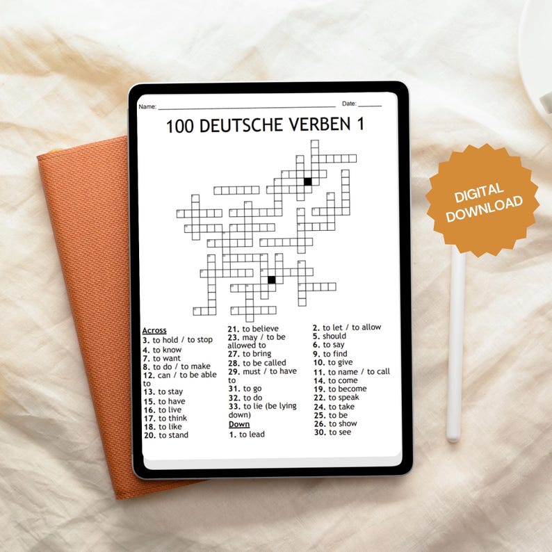 100 Most Common German Verbs - Word Search, Scramble - Puzzle ...