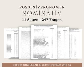 Possessive Pronouns Exercises German A1 A2 PDF | 247 Worksheets | Learn German Grammar | Worksheets with Solutions