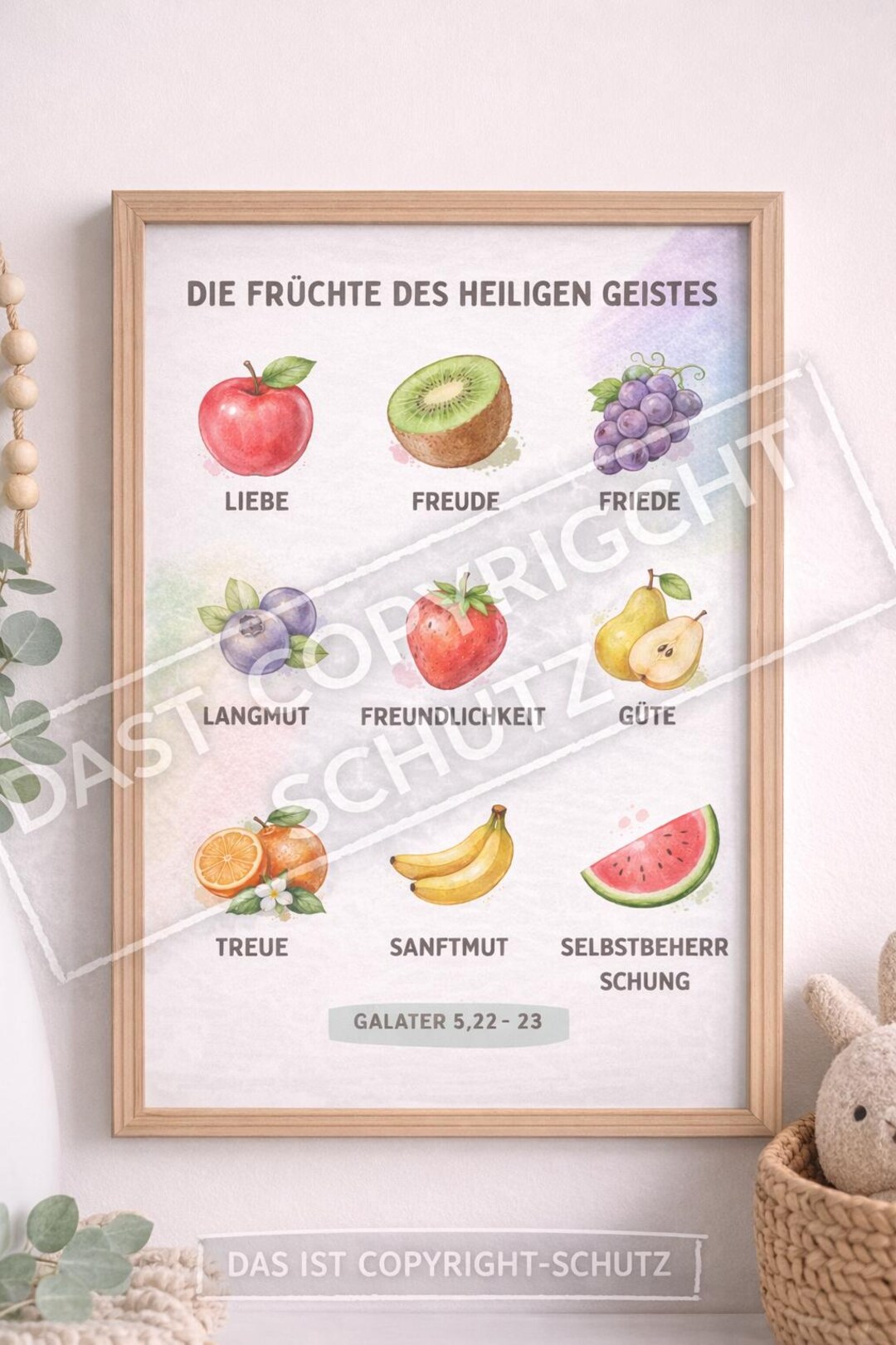 Fruits of the Spirit Wall Art for Kids | Christian Nursery Print ...