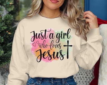 Just A Girl Who Loves Jesus PNG, Christian Wall Art, Inspirational Quote, Faith Decor, Digital Download, Religious Print