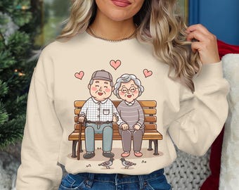 Couple PNG, Grandpa Grandma PNG, Valentines Day PNG, Love Illustration, Elderly Couple Art, Romantic Seniors, Digital Download