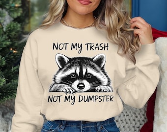 Raccoon PNG, Not My Trash Not My Dumpster Digital Download, Funny Animal Clipart, Printable Wall Art, Instant Download