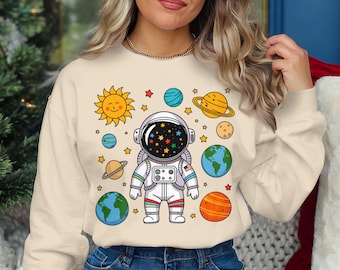 Cute Astronaut PNG, Space Clipart For Kids, Cartoon Planets, Sun And Stars Decor, Outer Space Nursery Art Printables, Digital Download