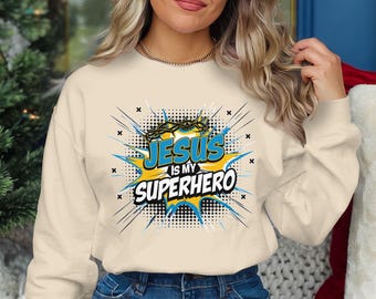 Jesus Is My Superhero PNG, Inspirational Quote, Religious Art, Digital Download, Wall Decor, Motivational Print, Faith Based