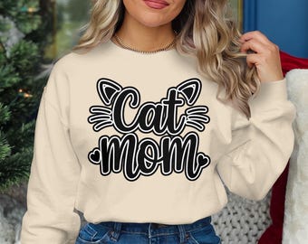 Cat Mom PNG, Cat Lover Gift, Cute Cat Clipart, Digital Download, Pet Mom Art, Printable Cat Design, Feline Mom Decor