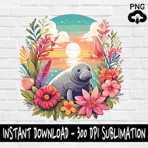 Manatee PNG, Manatee PNG for Shirt, Tumbler, Mugs and more, Instant Download