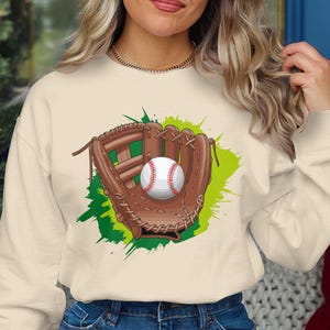 Baseball Glove With Ball PNG, Sports Equipment Digital Download, Baseball Clipart, Printable Sports Art, Instant Digital Sports Print