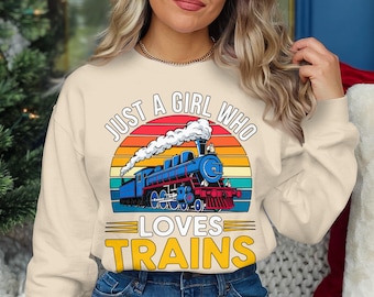 Train PNG, Just A Girl Who Loves Trains, Train Lover Gift, Vintage Train Art, Train Enthusiast Print, Digital Download
