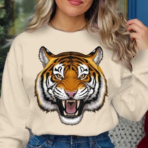 Tiger PNG, Fierce Animal Head Illustration, Roaring Tiger Digital Download, Wild Animal Art, Printable Tiger Graphic Decor