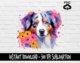 Australian Shepherd PNG, Australian Shepherd Dog PNG for Shirt, Tumbler, Mugs and more, Instant Download