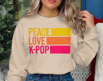 Peace Love Kpop Text Art PNG, Digital Download, Printable Wall Art, K Pop Decor, Korean Music Fan Gift, Kpop Poster, Instant Download