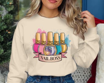 Nail Boss PNG, arte de esmalte de uñas, imágenes prediseñadas de manicura, decoración de salón de belleza, técnica de uñas imprimible, arte de pared digital, regalos de salón