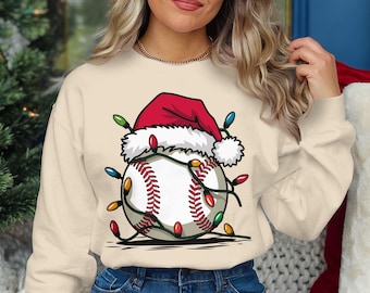 Christmas Baseball PNG, Holiday Baseball Clipart, Christmas Hat Baseball, Festive Baseball Lights, Sports Christmas Decor