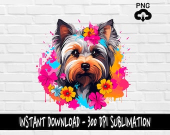 Yorkie PNG, Yorkshire Dog PNG for Shirt, Tumbler, Mugs and more, Instant Download