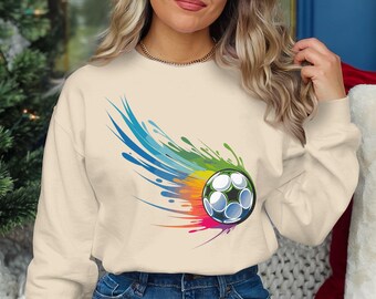 Arte de balón de fútbol PNG, gráfico de fútbol colorido, clipart deportivo, descarga digital, arte imprimible, decoración de fútbol, ilustración de fútbol