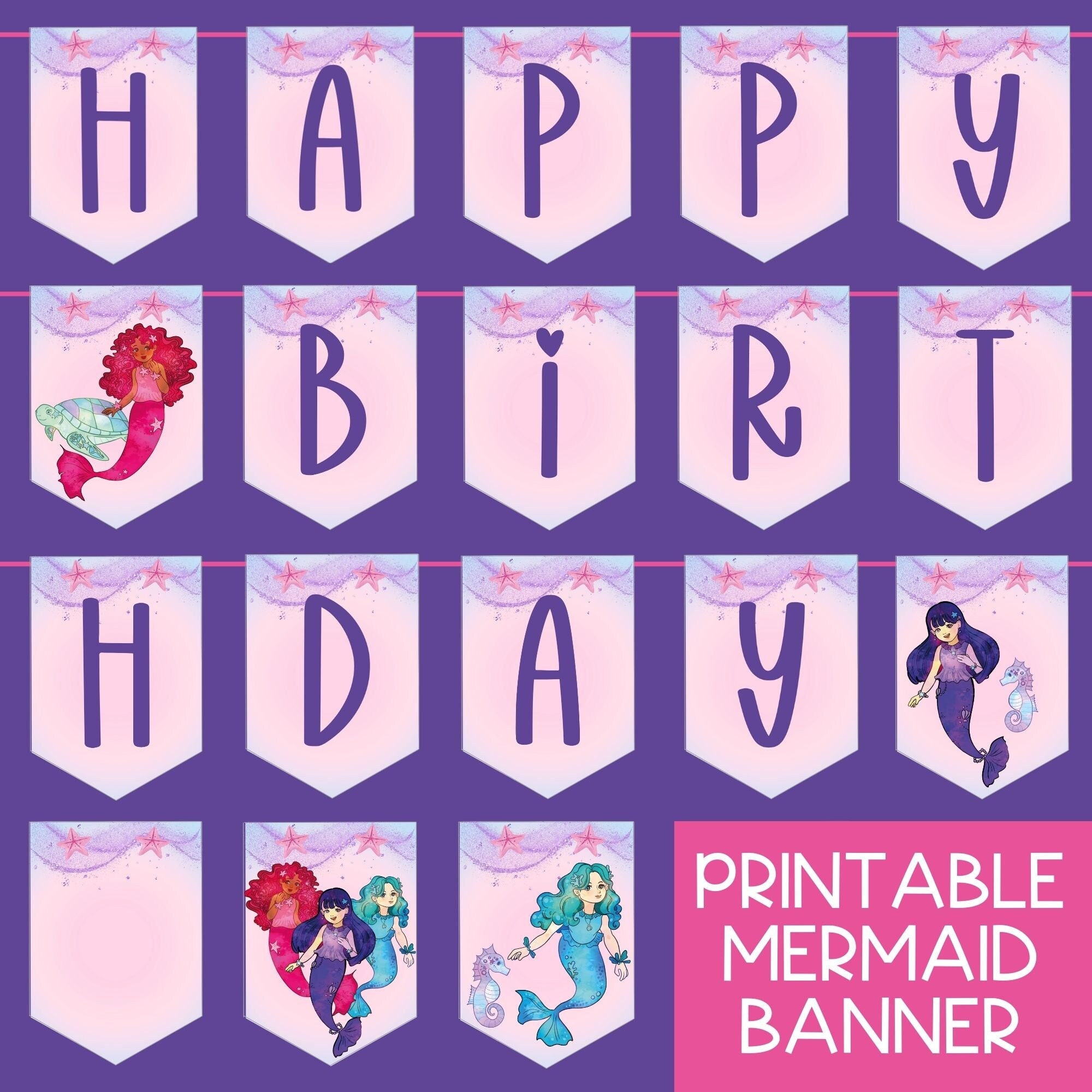 printable-mermaid-birthday-banner-under-the-sea-bunting-multicultural-mermaids-instant-digital-download-girl-party-diy-decoration-etsy for Free Printable Little Mermaid Birthday Banner Printable Mermaid Birthday Banner, Under the Sea Bunting, Multicultural Mermaids Instant Digital Download, Girl Party DIY Decoration - Etsy for Free Printable Little Mermaid Birthday Banner