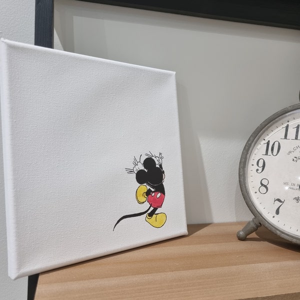 Toile murale Mickey Mouse - Disney - fait main - 20x20x1 cm - Livraison Gratuite