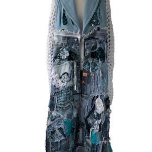 Cappotto in denim patchwork staccabile riciclato