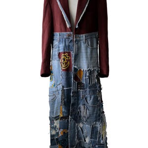 Cappotto in denim patchwork staccabile riciclato