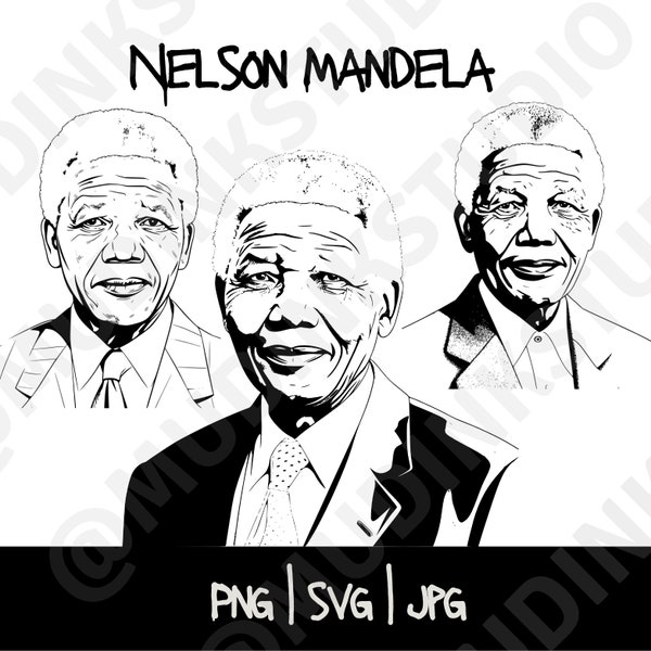 Nelson Mandela / Personnages historiques du Mois de l’histoire des Noirs / Téléchargement numérique de l’histoire des Noirs / PNG, SVG, Vector Art