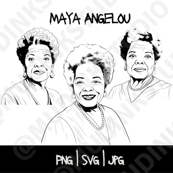 Maya Angelou / Black History Month Historical Figures / Black History Digital Download / PNG, SVG, Vector Art