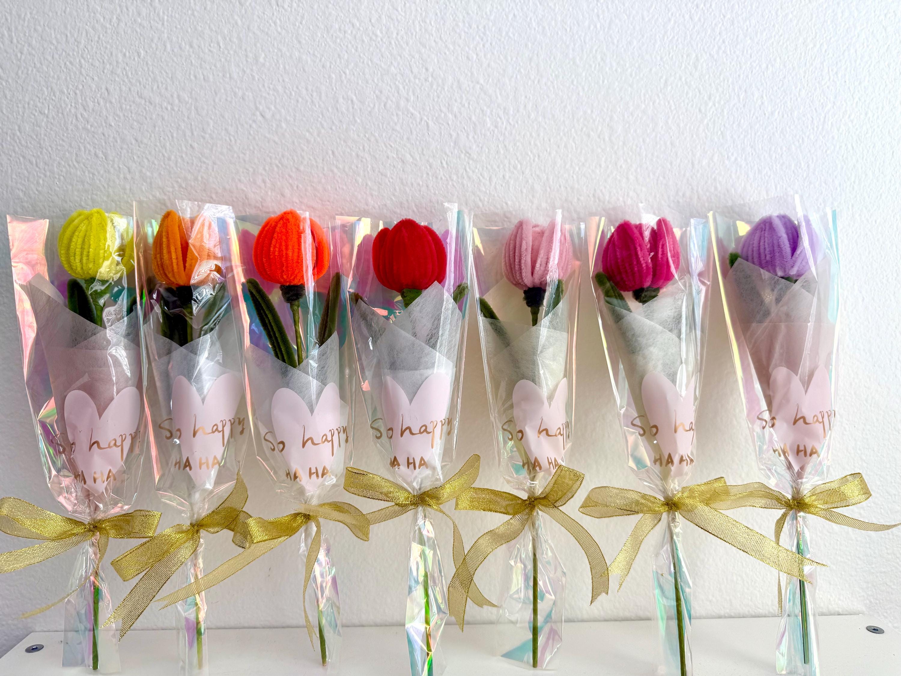 400 PCS Pipe Cleaner Tulipani, con Carta Adesiva per Fiori, Stick Hot
