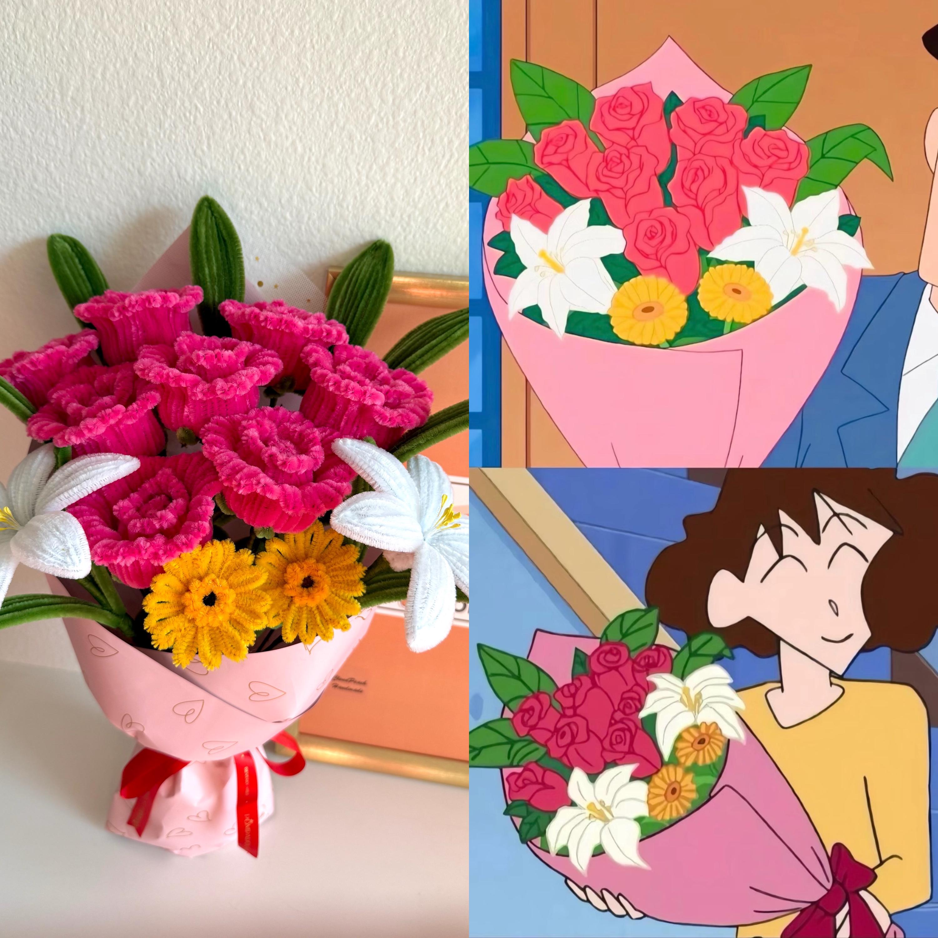 Crayon Shin-chan Series Pipe Cleaner Handmade Flowers Bouquet