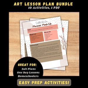 Elementary Art Lesson Plan Bundle: 10 Easy Activities (PDF)